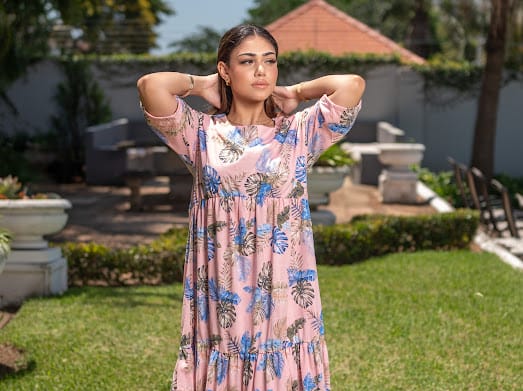 PINK MIDI 2 TIER DRESS