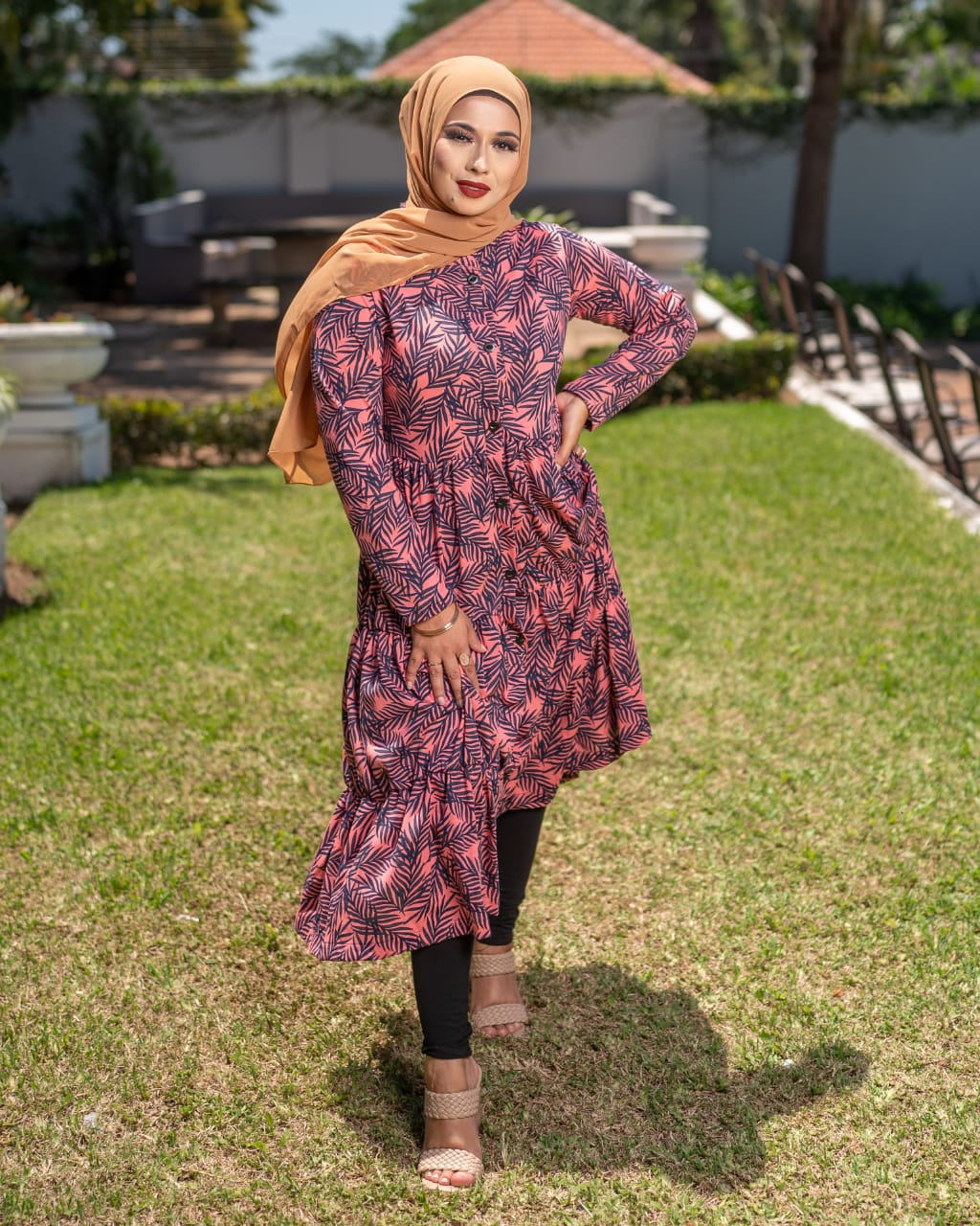 PINK BUTTONED DOWN 3 TIER DRESS