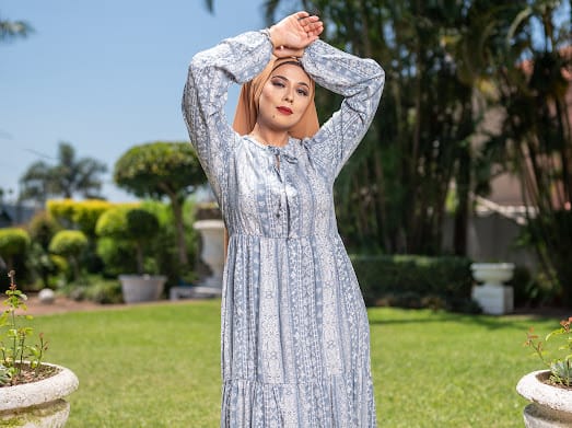 LIGHT BLUE 3 TIER MAXI DRESS