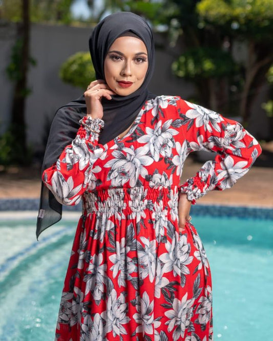 RED BOHO MAXI DRESS