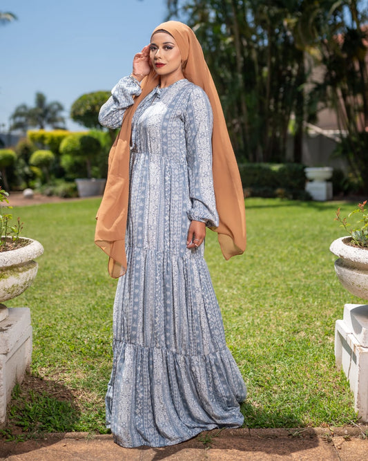 LIGHT BLUE 3 TIER MAXI DRESS